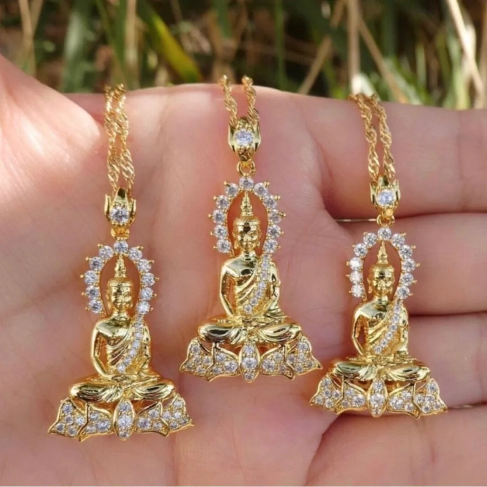 Gold Buddha Pendant Necklace 18 inch